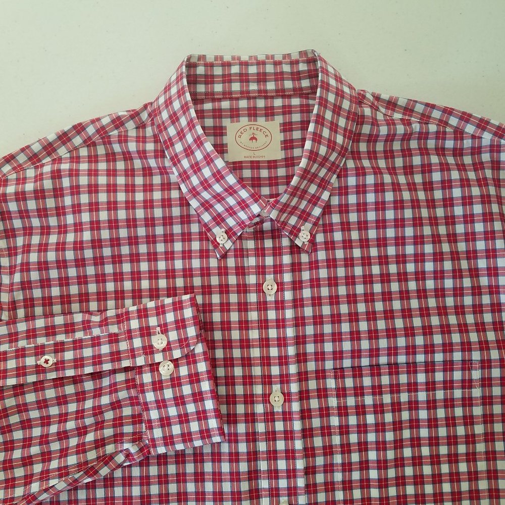 Brooks Brothers Red‎ Fleece Cotton Nylon Button Front Shirt Mens Large